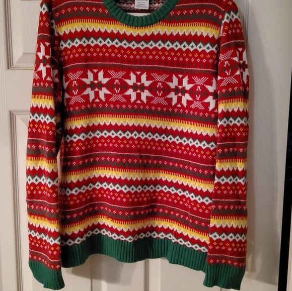 Holiday sweater EUC, Sz L, comfy cotton, roomy chest 44", L 26" - Picture 4 of 9